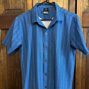 Nike Blue Patterned Button Down Golf Shirt